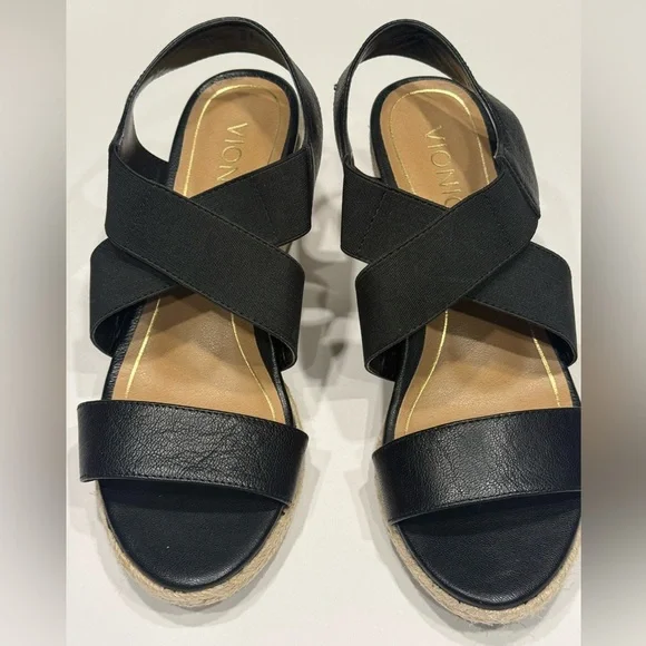 Vionic Women's Black Espadrille wedge Sandals like new - Picture 1 of 9